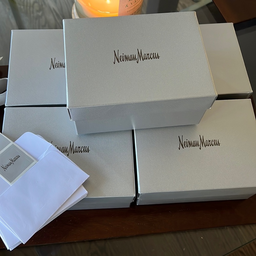 NEW Neiman Marcus Gift Boxes w ribbon, card, stickers